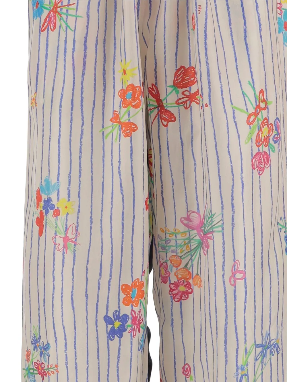  Pero Striped Floral Trousers - Neutrals 