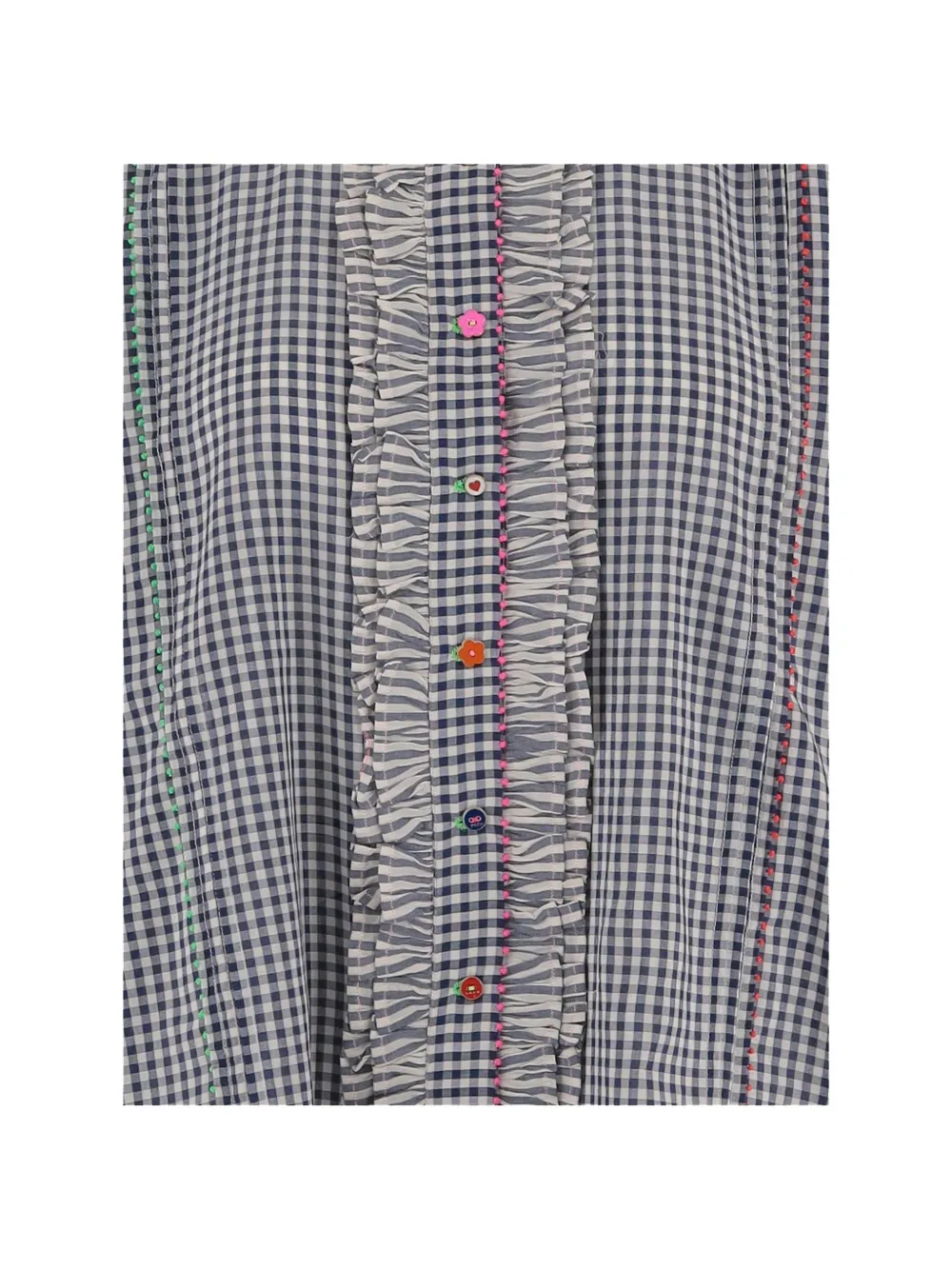  Pero Ruffled Checked Shirt - Blue 