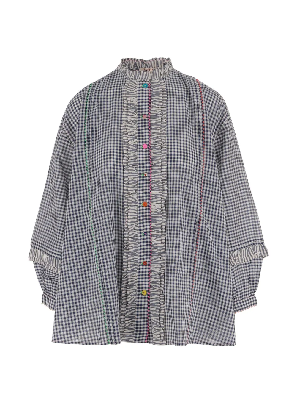 Pero ruffled checked shirt - Blu