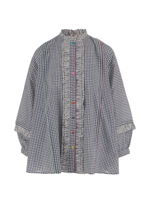 Pero ruffled checked shirt
