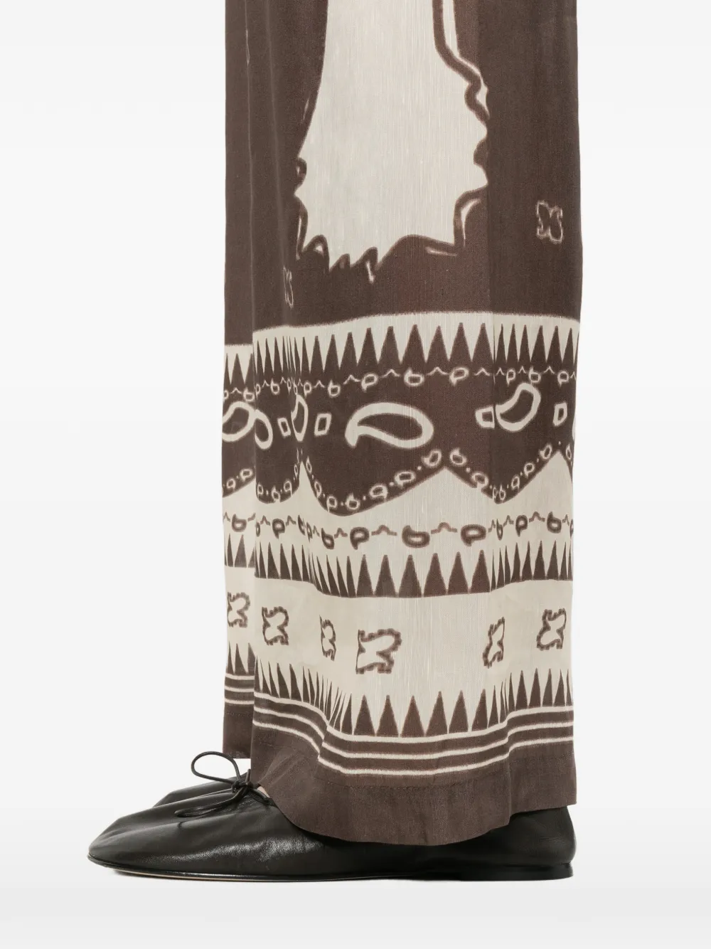 Ottod'Ame Palazzo broek met palmboomprint Bruin