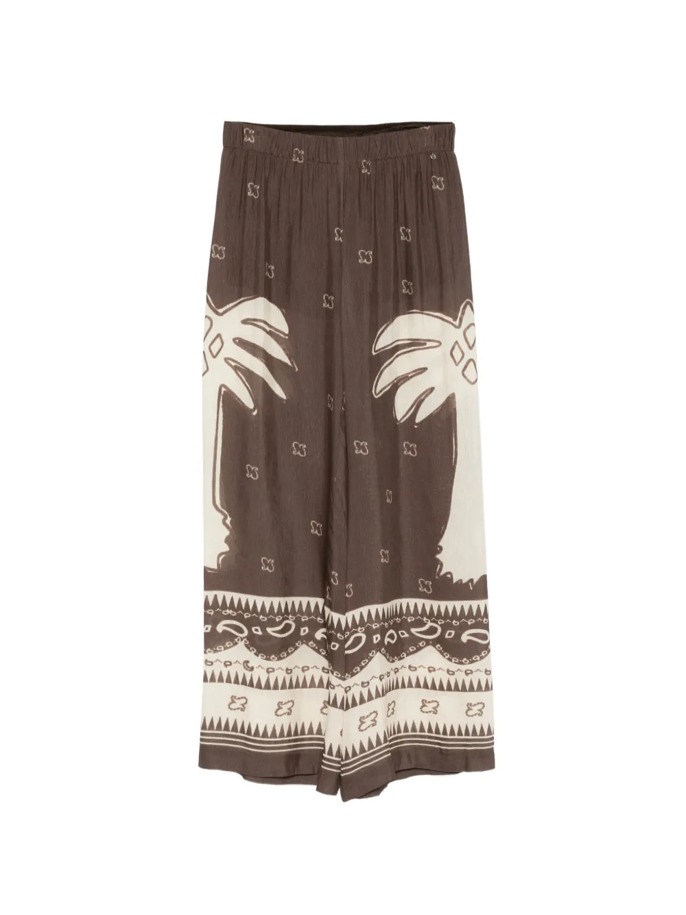Ottod'Ame Palazzo broek met palmboomprint Bruin