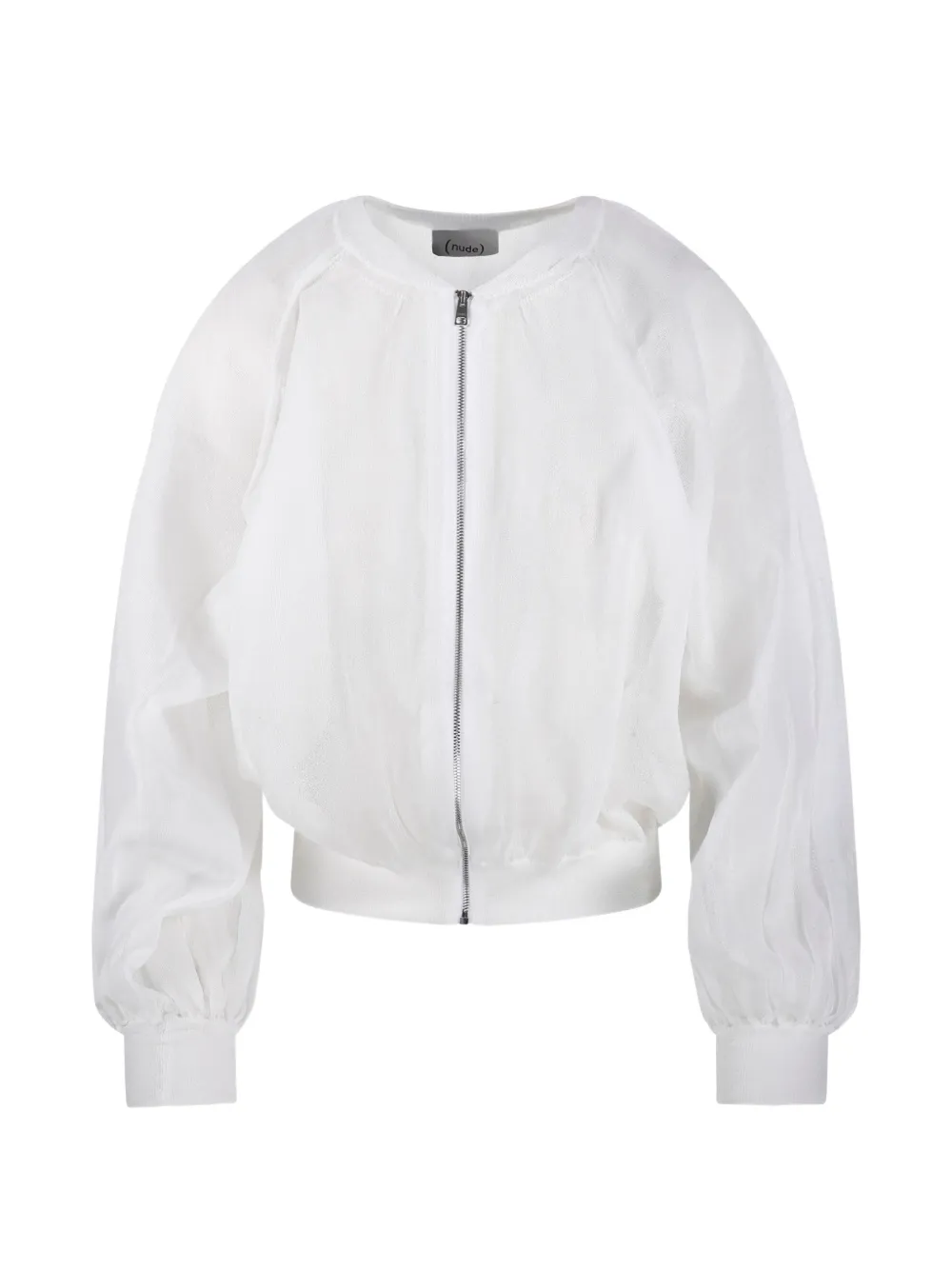 Nude zip-up bomber jacket - Bianco