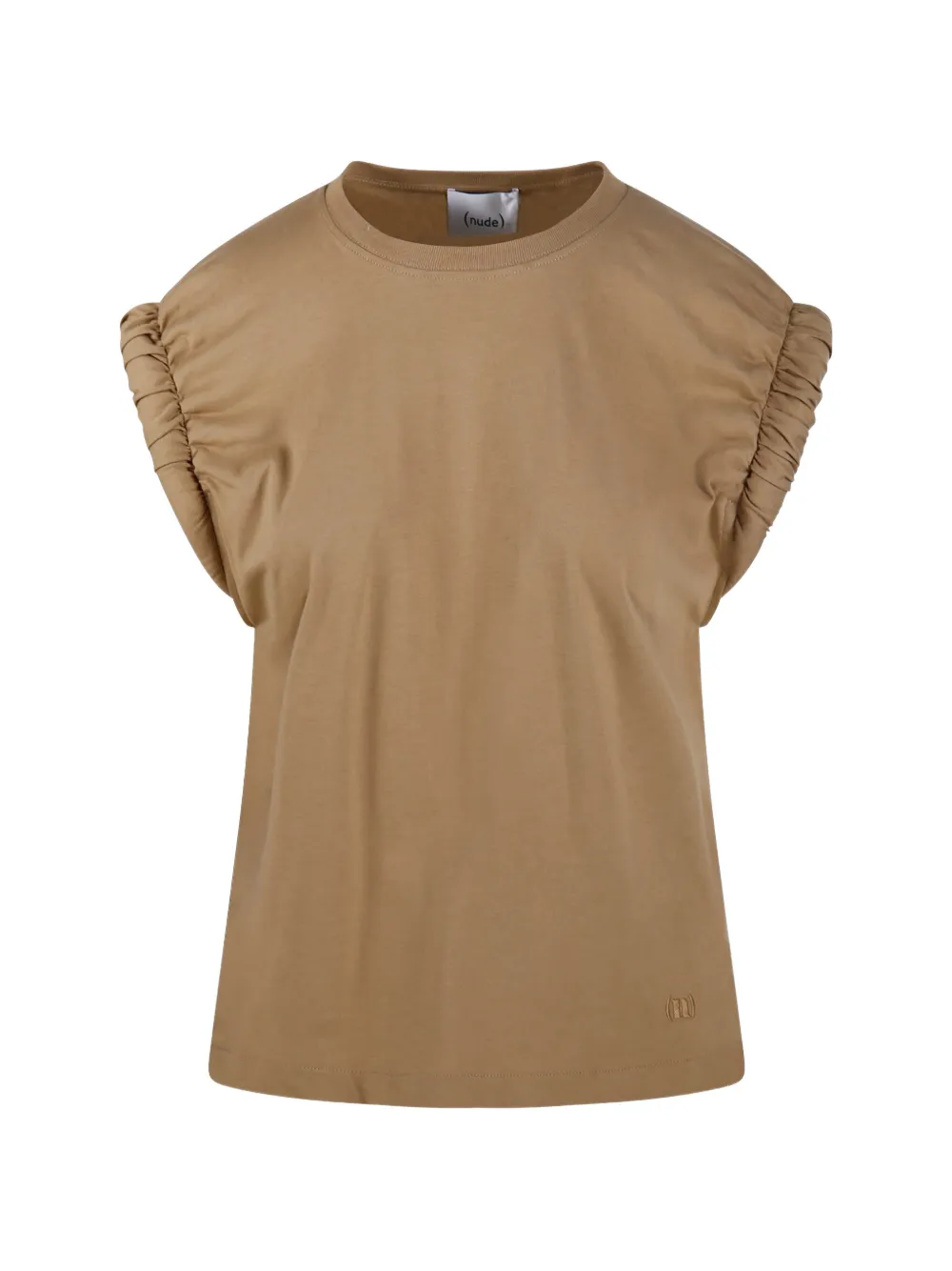 Nude gathered short-sleeve T-shirt - Toni neutri