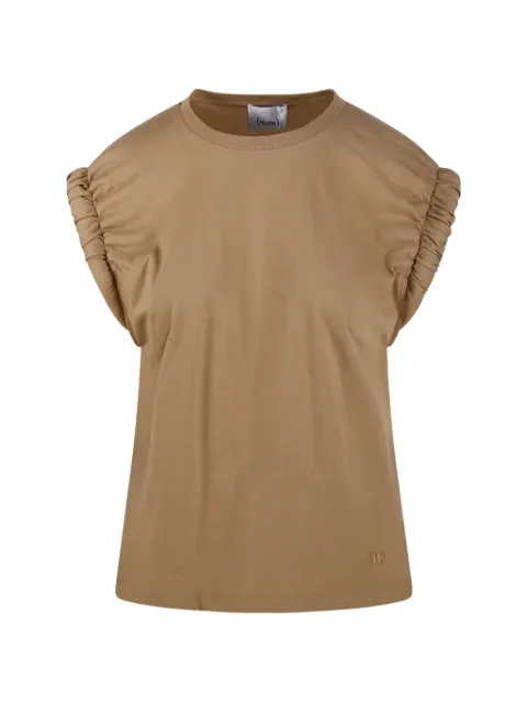 Nude gathered short-sleeve T-shirt