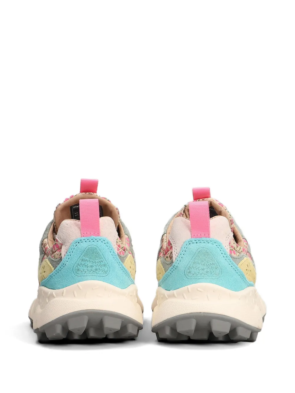 FLOWER MOUNTAIN Yamano 3 floral-print panelled suede sneakers Roze