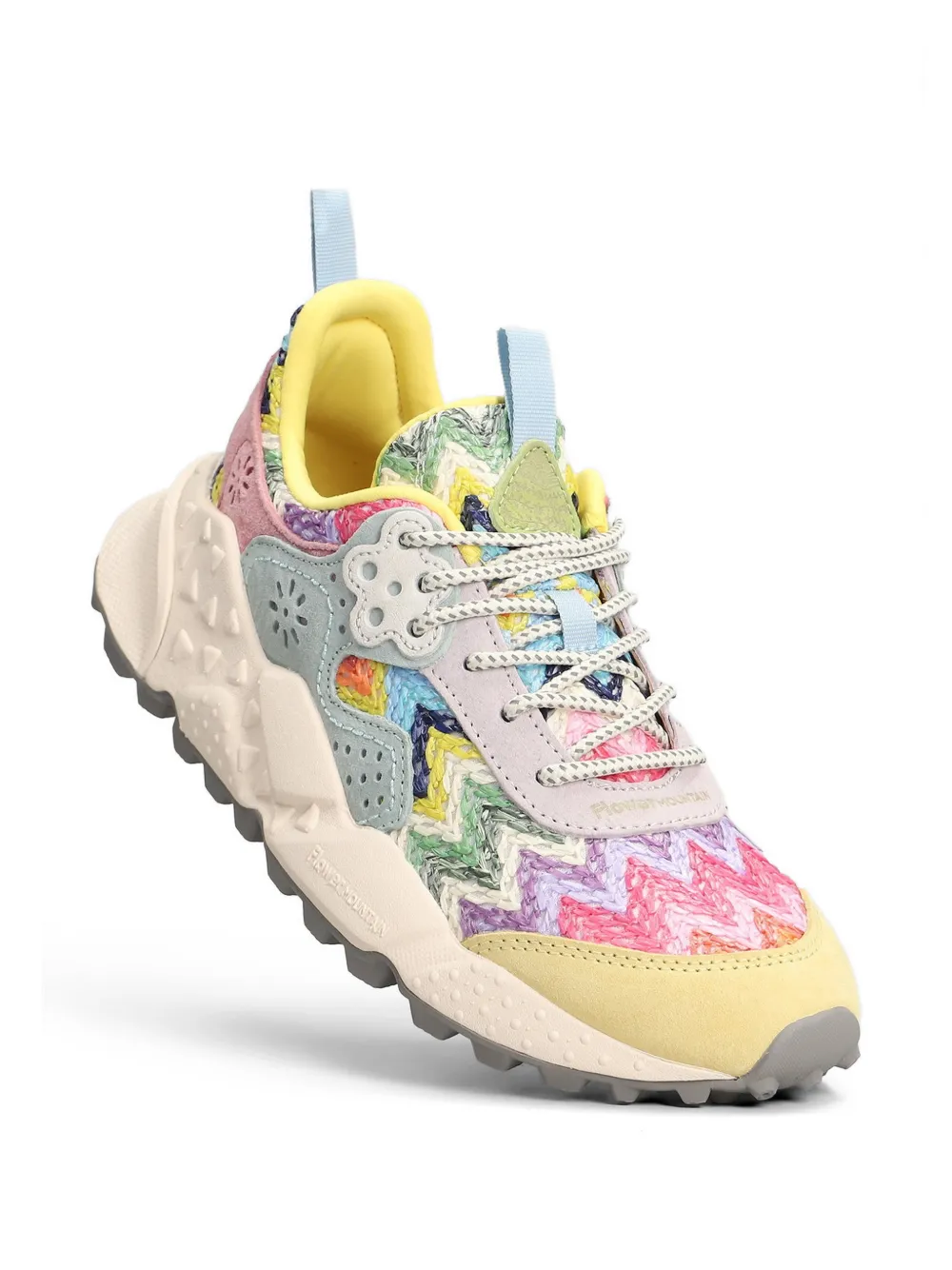 FLOWER MOUNTAIN zigzag-knit panelled sneakers Roze