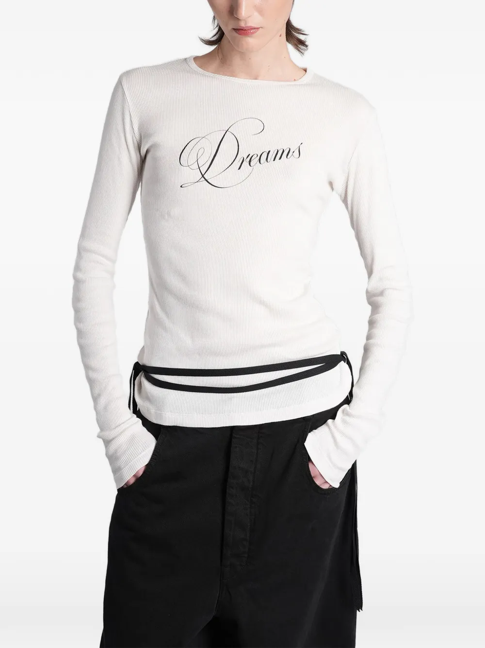 Ann Demeulemeester Fiene ribbed-knit long-sleeve T-shirt - Bianco