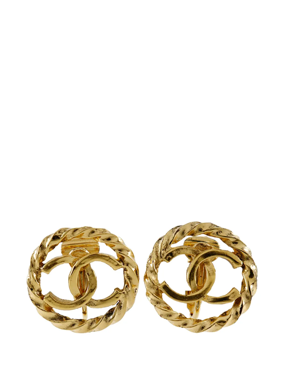 CHANEL Pre-Owned 1950-1970 CC Gold Plated Round Clip On Earrings costume earrings