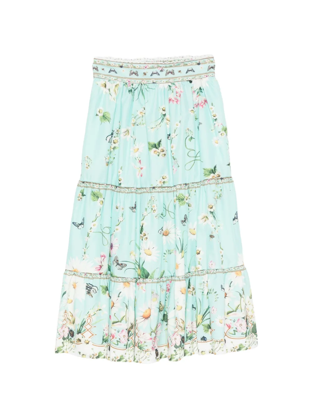 Paper Lace floral tiered skirt - Blu