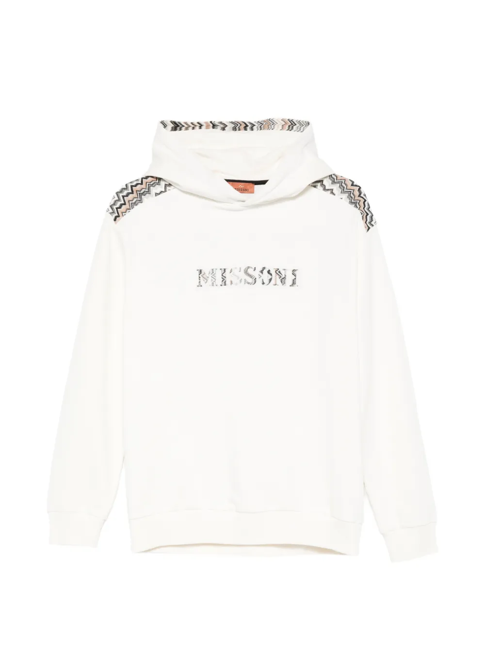 Missoni Kids logo-embroidered zig-zag hoodie - Bianco