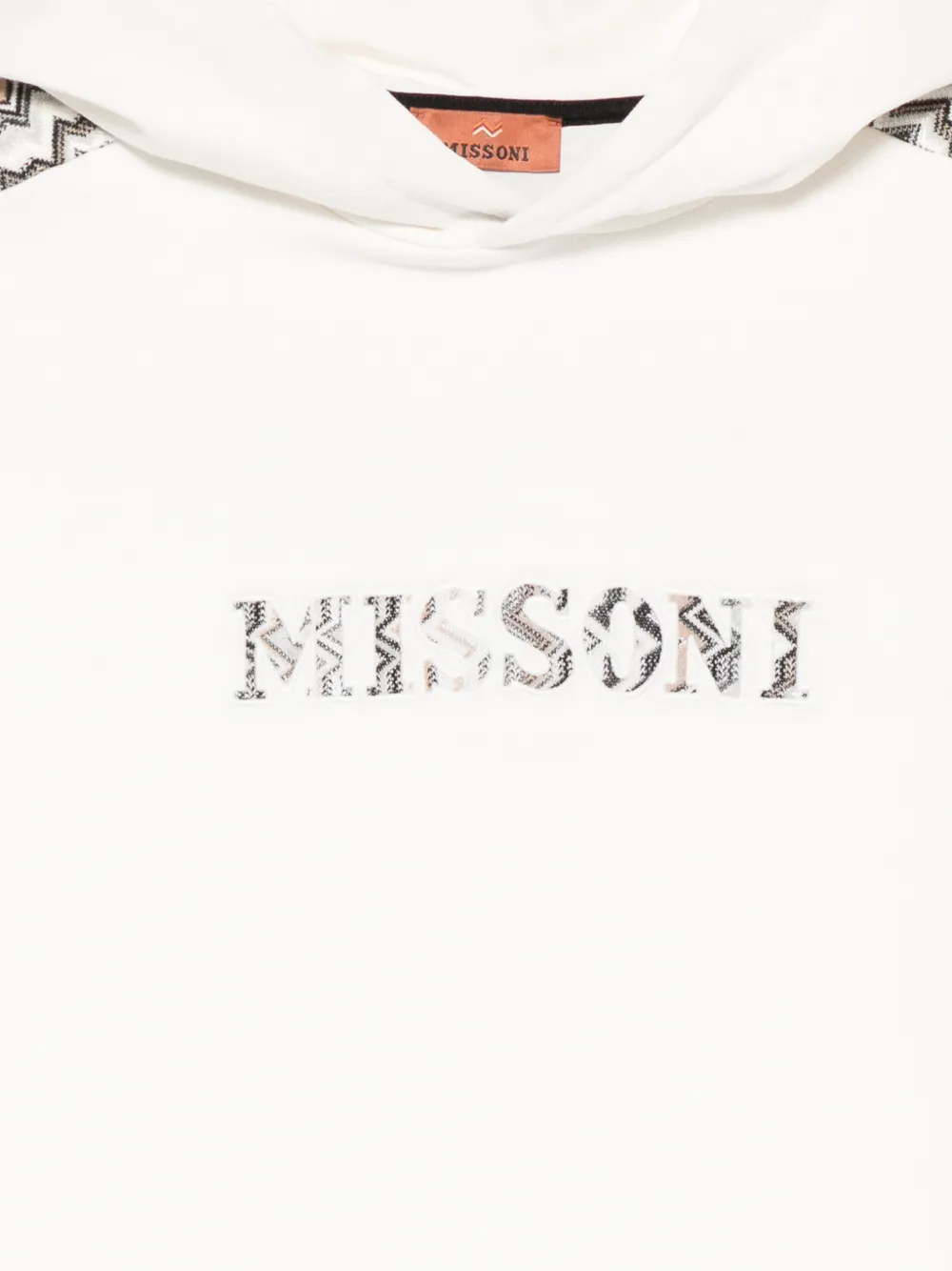 Missoni Kids Hoodie met geborduurd logo en zigzag-patroon Wit