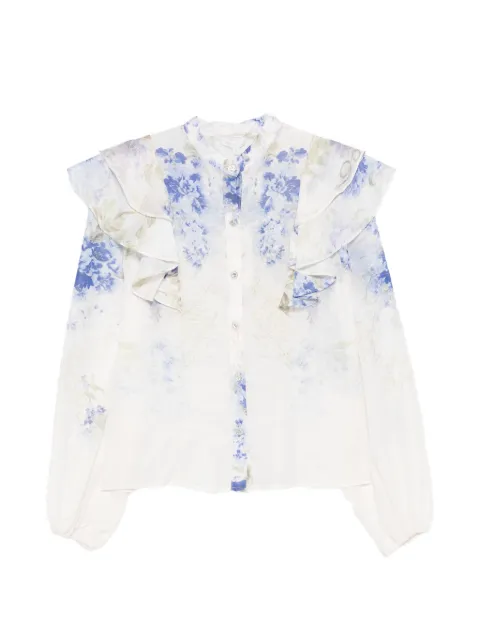 Paper Lace floral print ruffled shirt