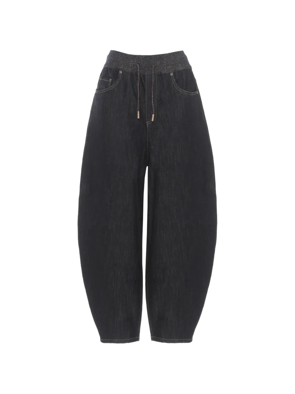 PANICALE drawstring gathered jeans - Blu