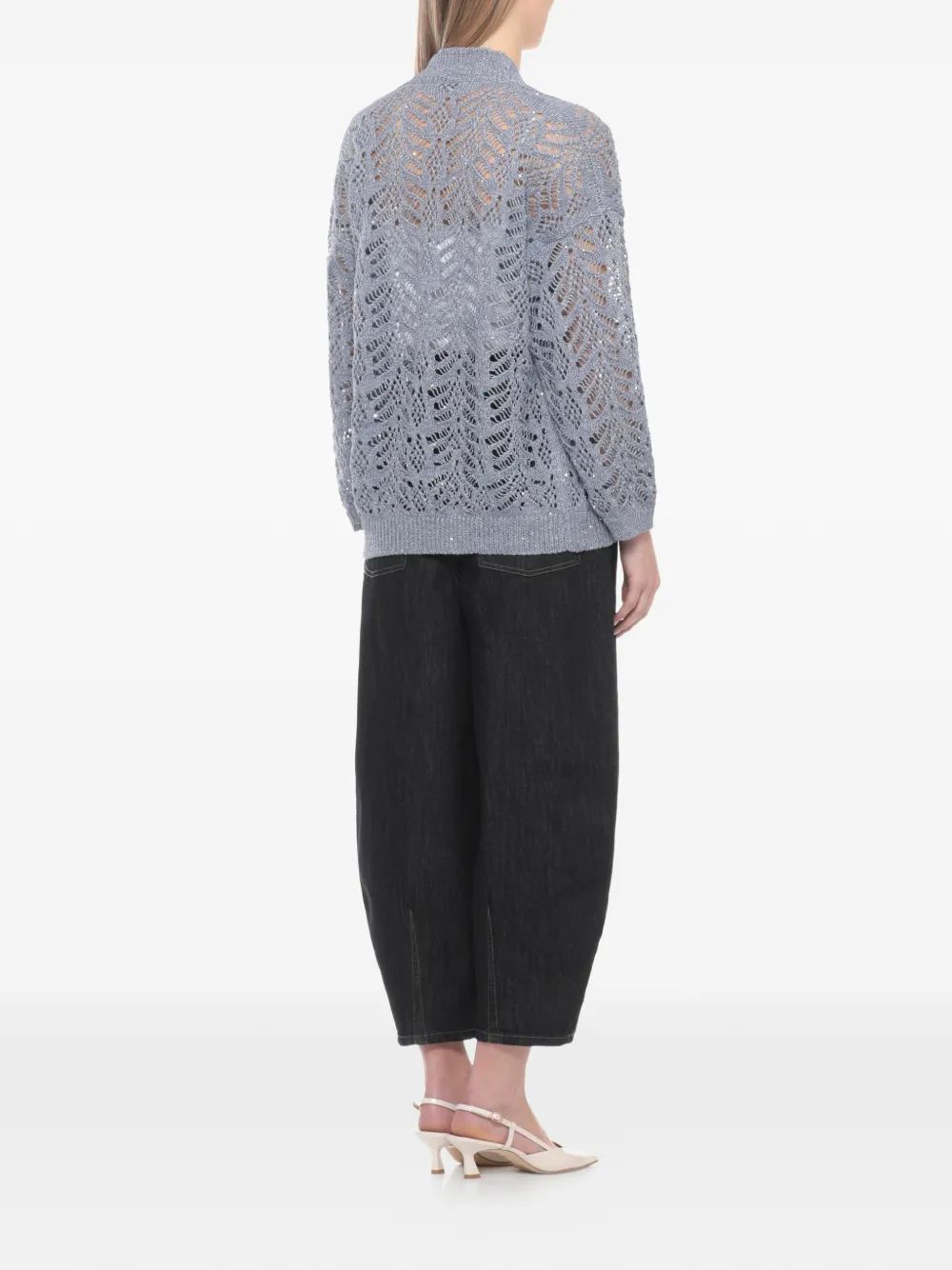PANICALE Openwork vest met V-hals Blauw