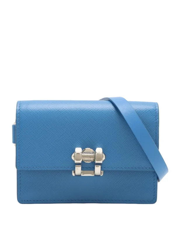 Prada Pre-owned 2000-2025 Mini Saffiano Screw Lock Crossbody Bag in Blue