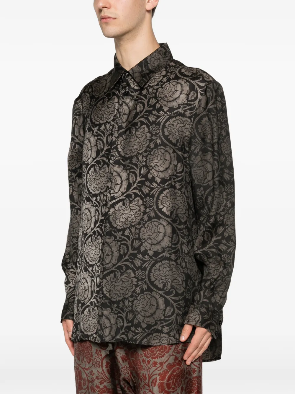Uma Wang Tab blouse met bloemenprint Zwart