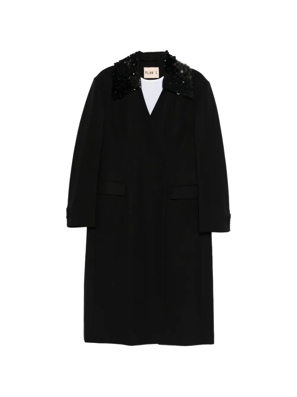 Plan C sequin-embellishment coat - Nero