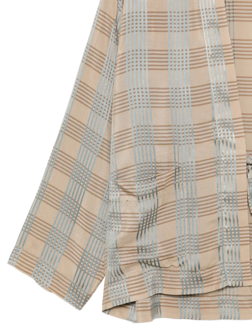 Uma Wang Geruit jack met striksluiting Beige