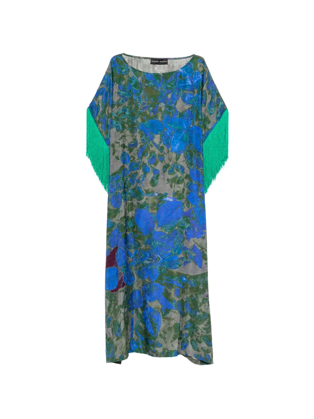 Barbara Bologna Abito lungo a fiori con frange - Blu