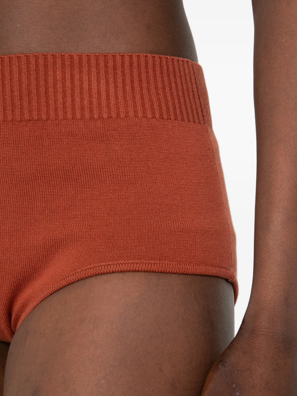 Plan C Shorts met geribbelde taille Bruin