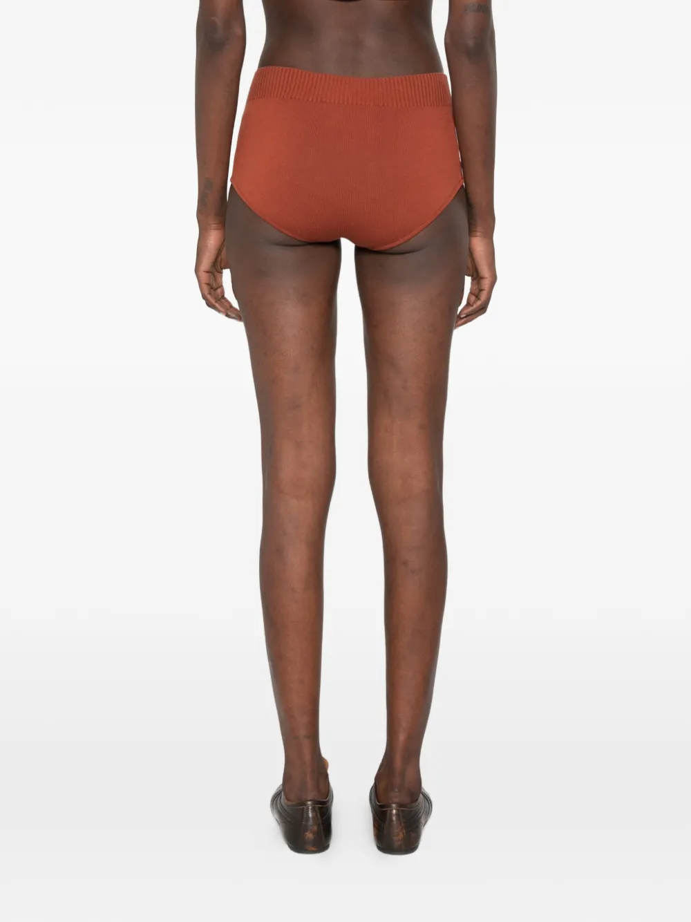 Plan C Shorts met geribbelde taille Bruin