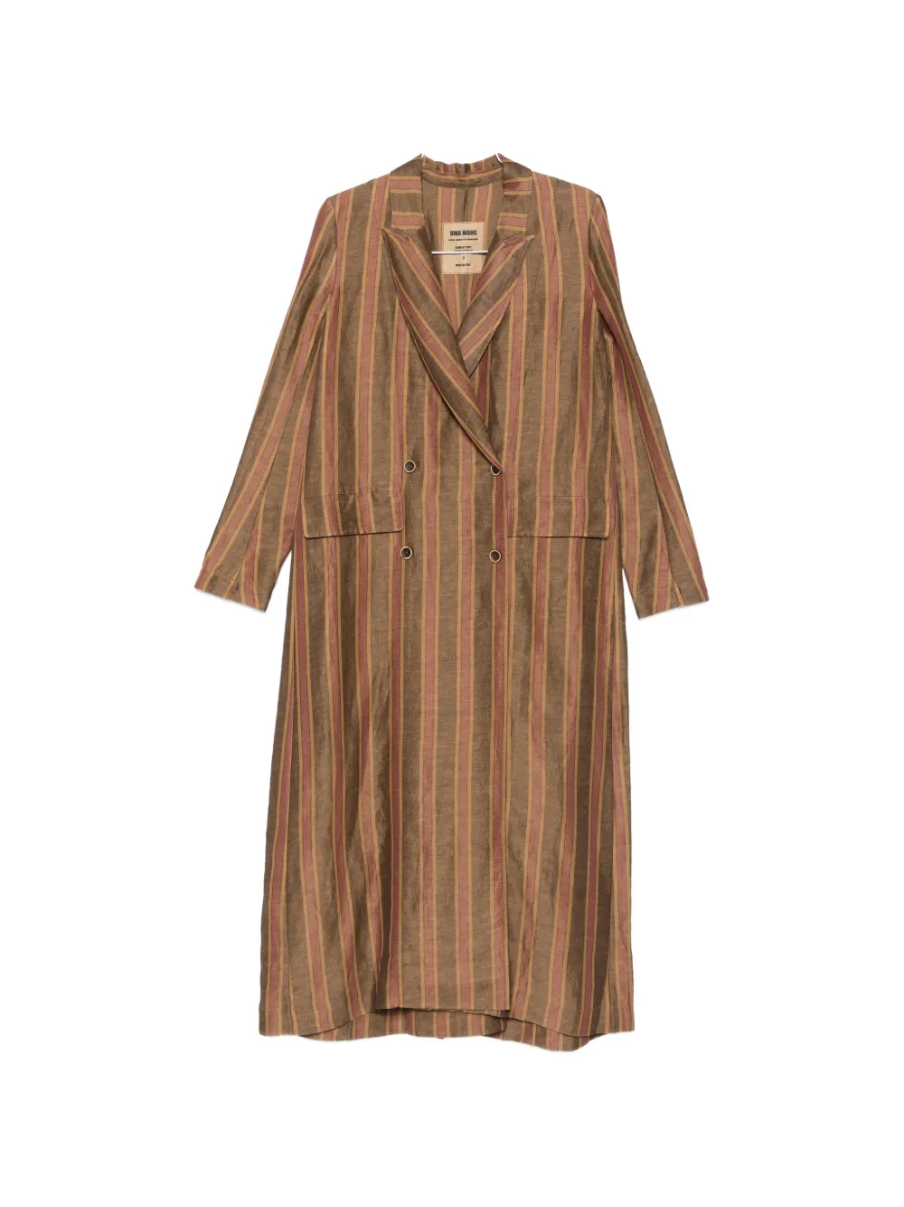 Uma Wang Camelot striped double-breasted coat - Marrone