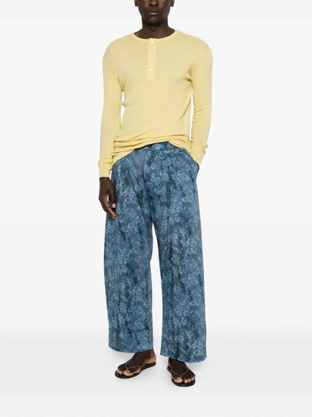 Pierre-Louis Mascia Plooibroek met bloemen-print Blauw