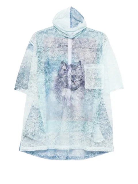 Barbara Bologna lace-detail cat-print top