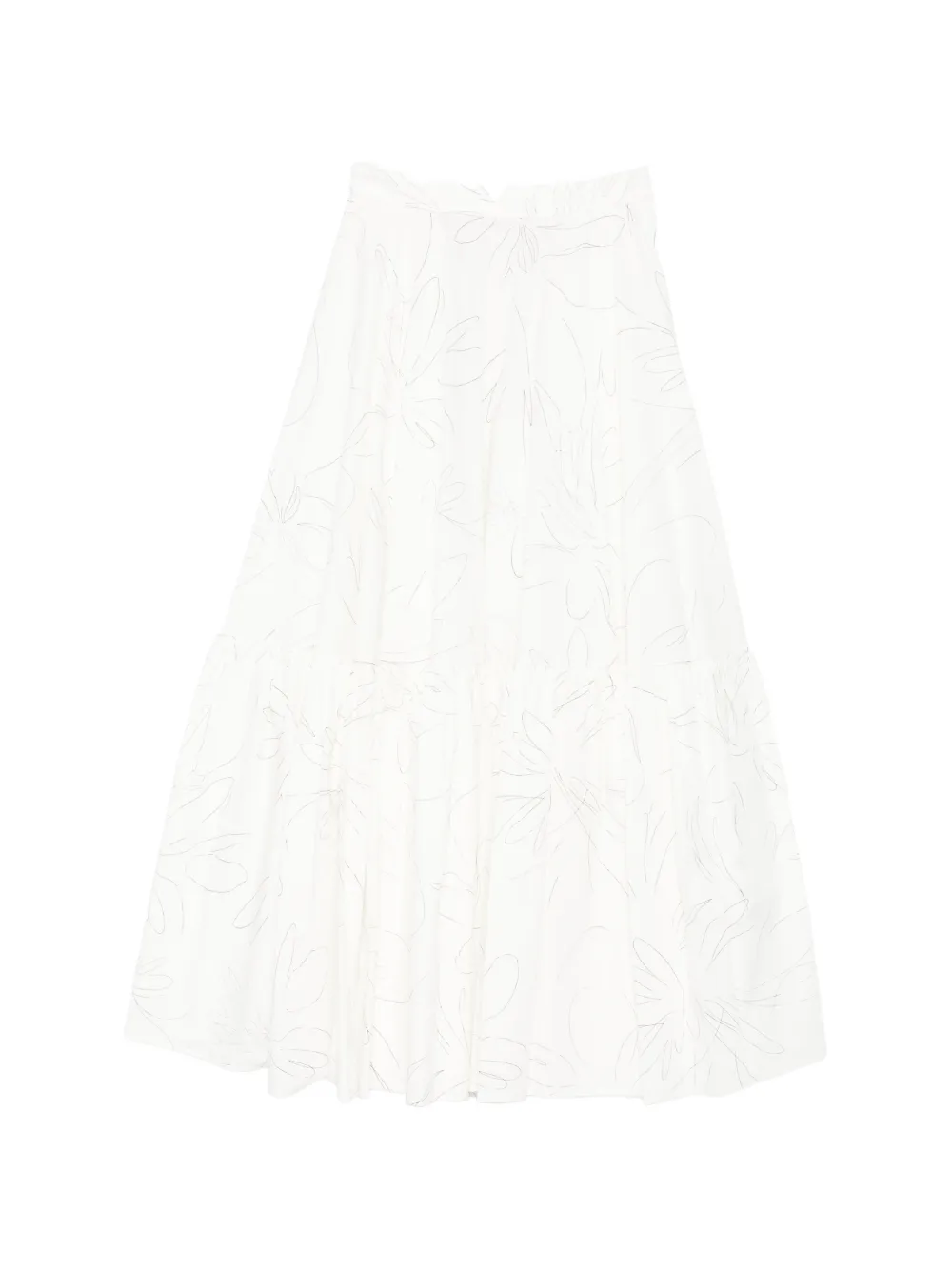 Plan C floral-print tiered maxi skirt - Bianco