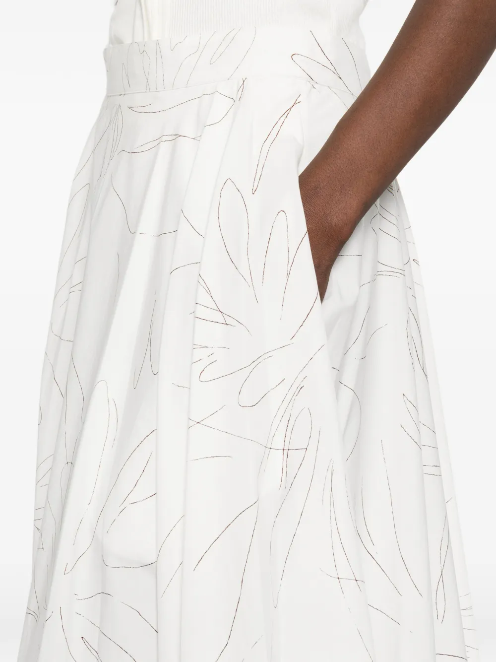Plan C Maxi-rok met bloemenprint Wit