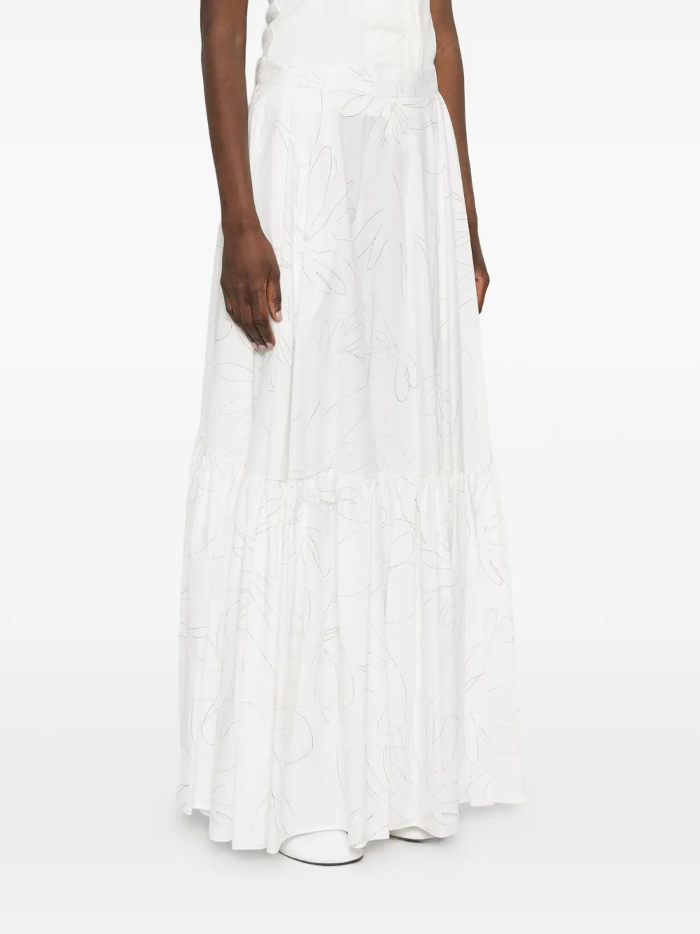 Plan C Maxi-rok met bloemenprint Wit