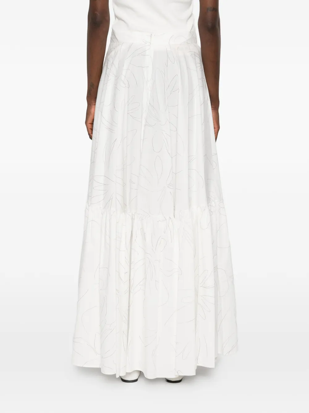 Plan C Maxi-rok met bloemenprint Wit