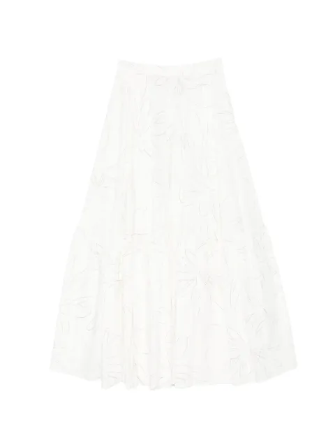 Plan C floral-print tiered maxi skirt