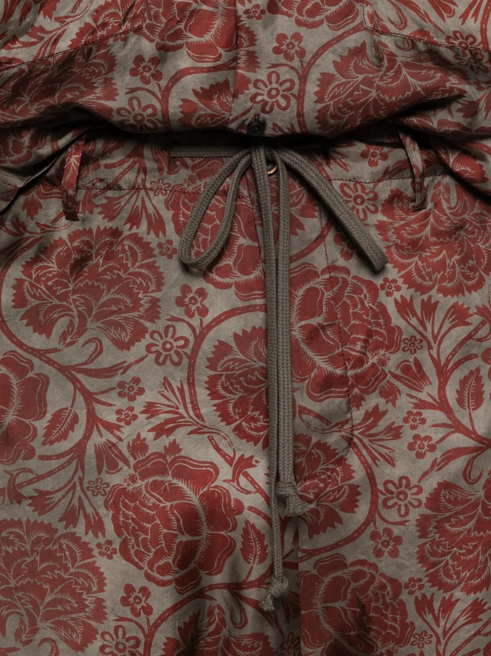 Uma Wang Perch broek met bloemenprint en trekkoord Beige