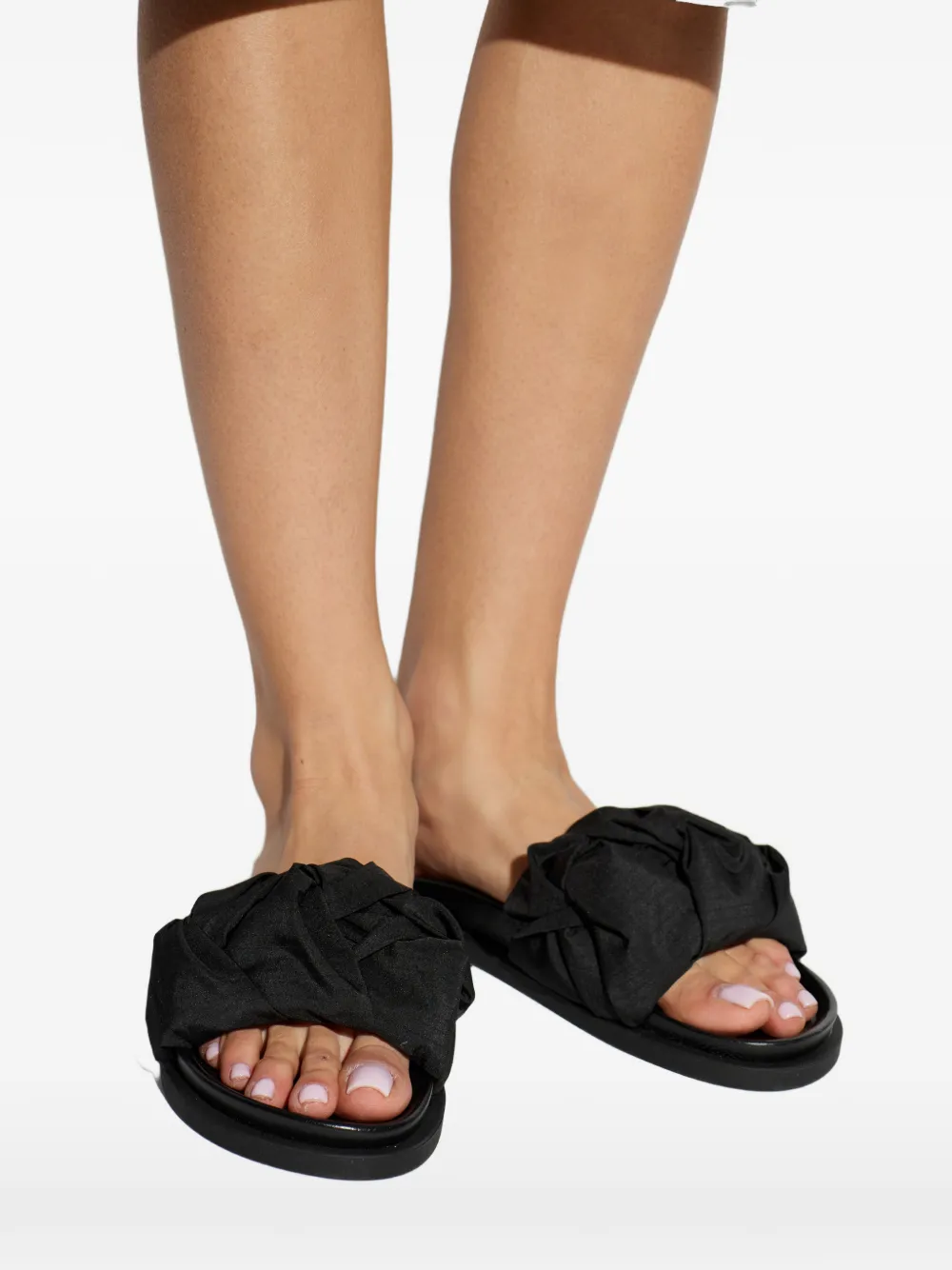 Inuikii knotted-upper flat sandals Zwart