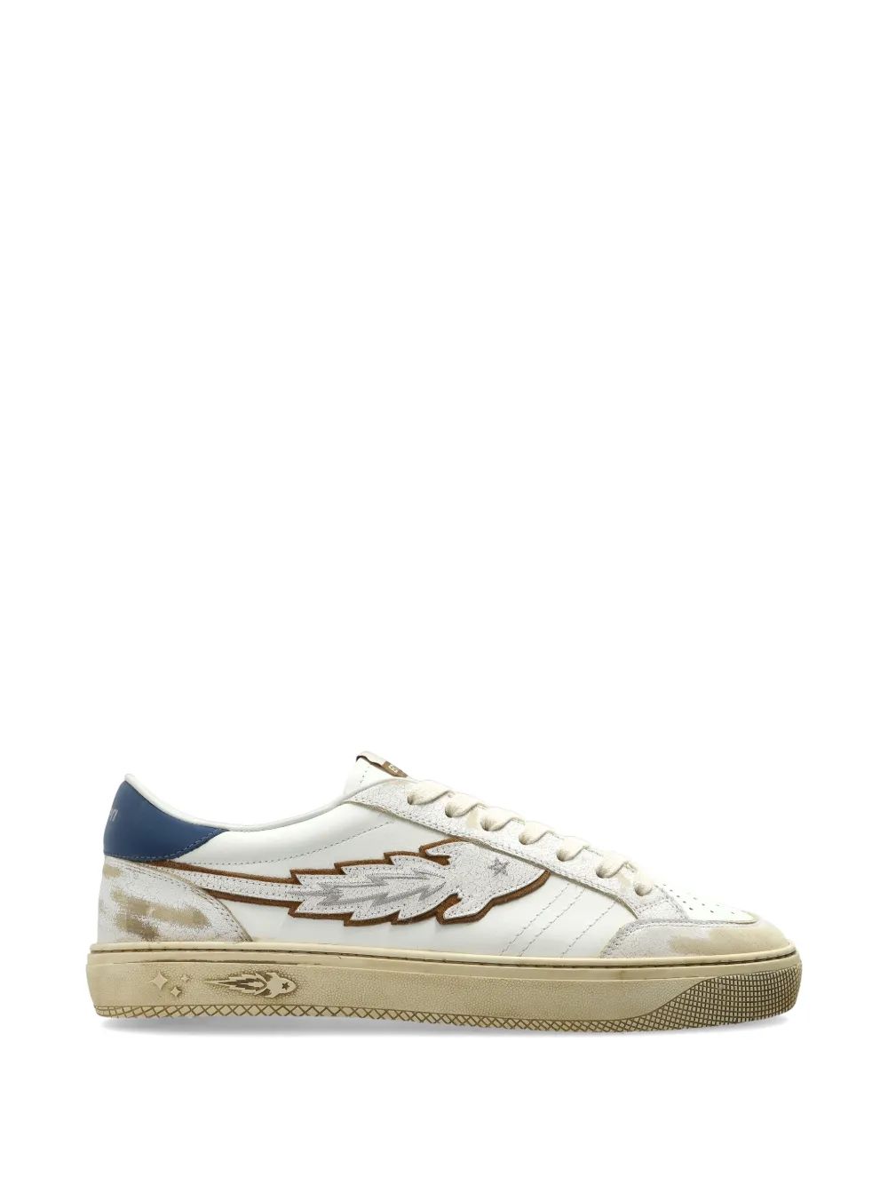 Enterprise Japan star appliqué leather sneakers - Bianco