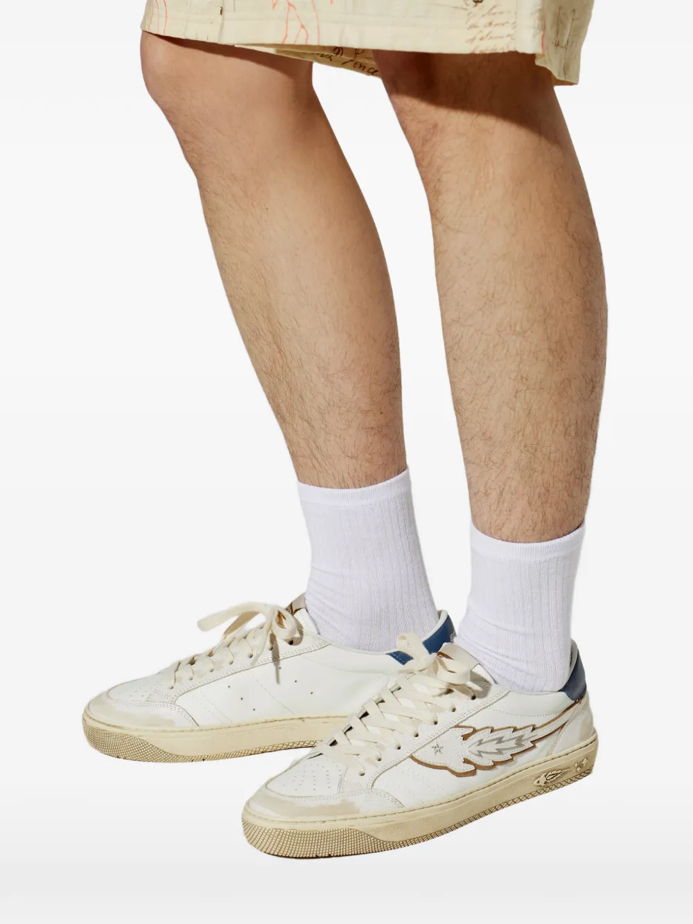 Enterprise Japan star appliqué leather sneakers Wit