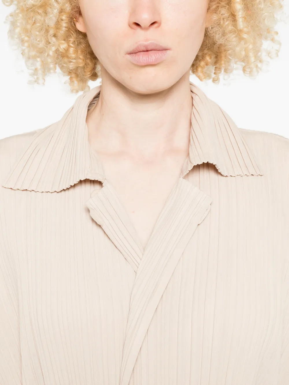 Pleats Please Issey Miyake Jas met plooien Beige