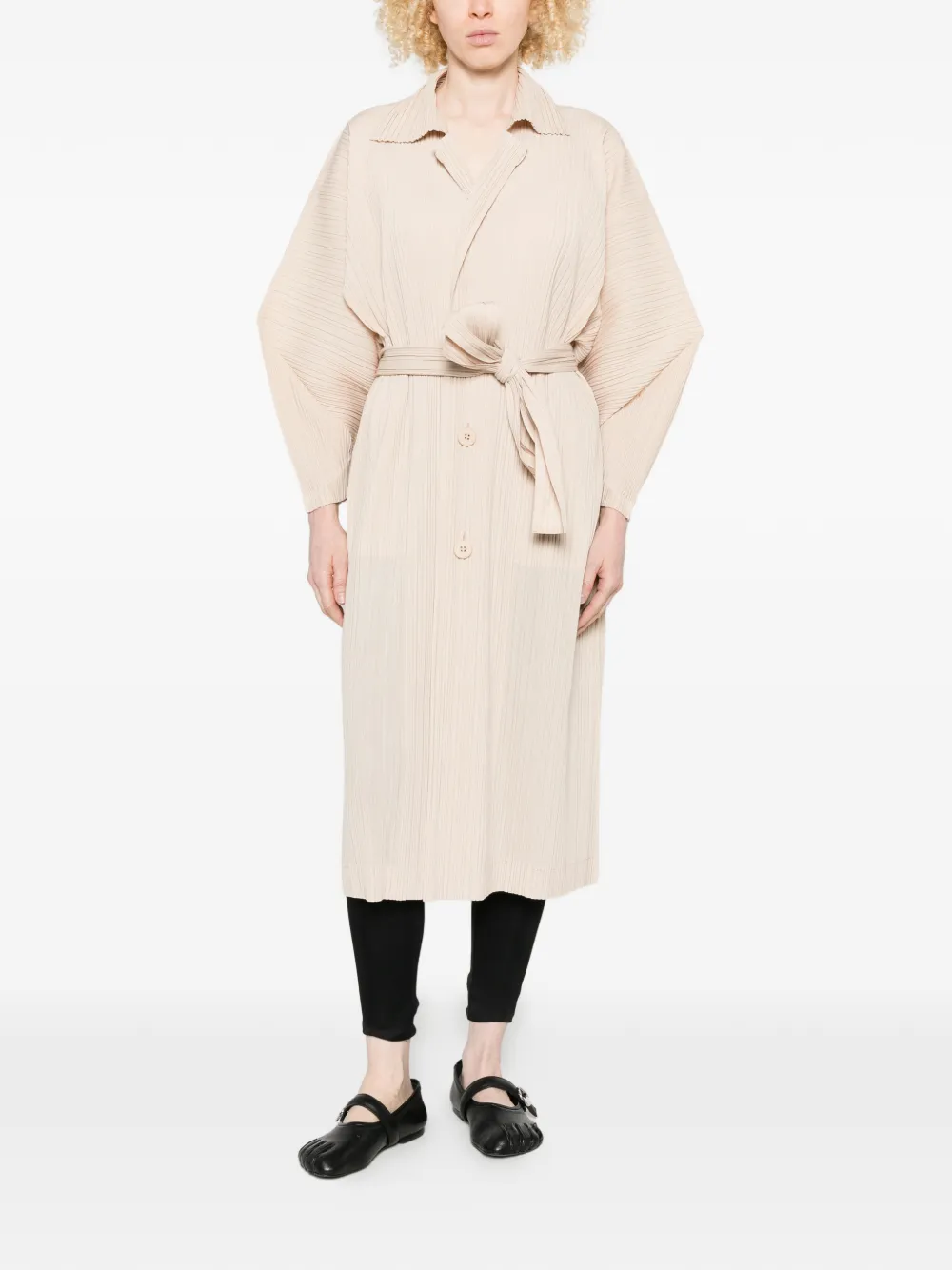 Pleats Please Issey Miyake Jas met plooien Beige