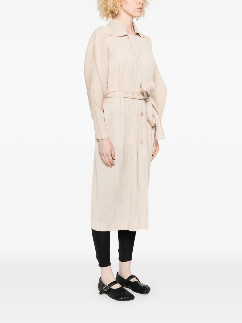 Pleats Please Issey Miyake Jas met plooien Beige