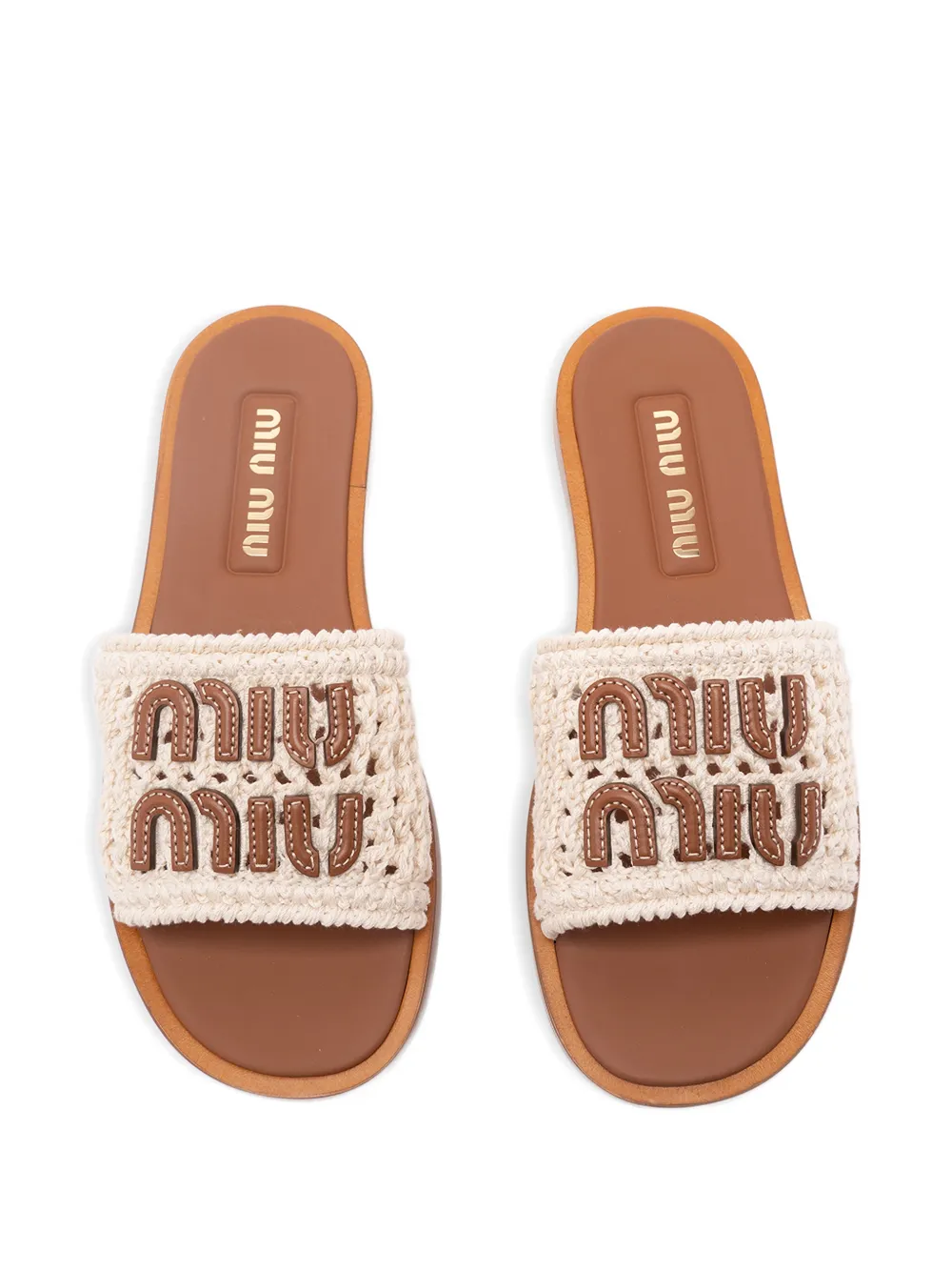  Miu Miu Cotton Logo Slides - Neutrals 