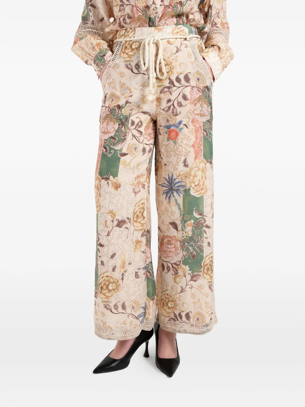 AMOSA floral print trousers - Toni neutri