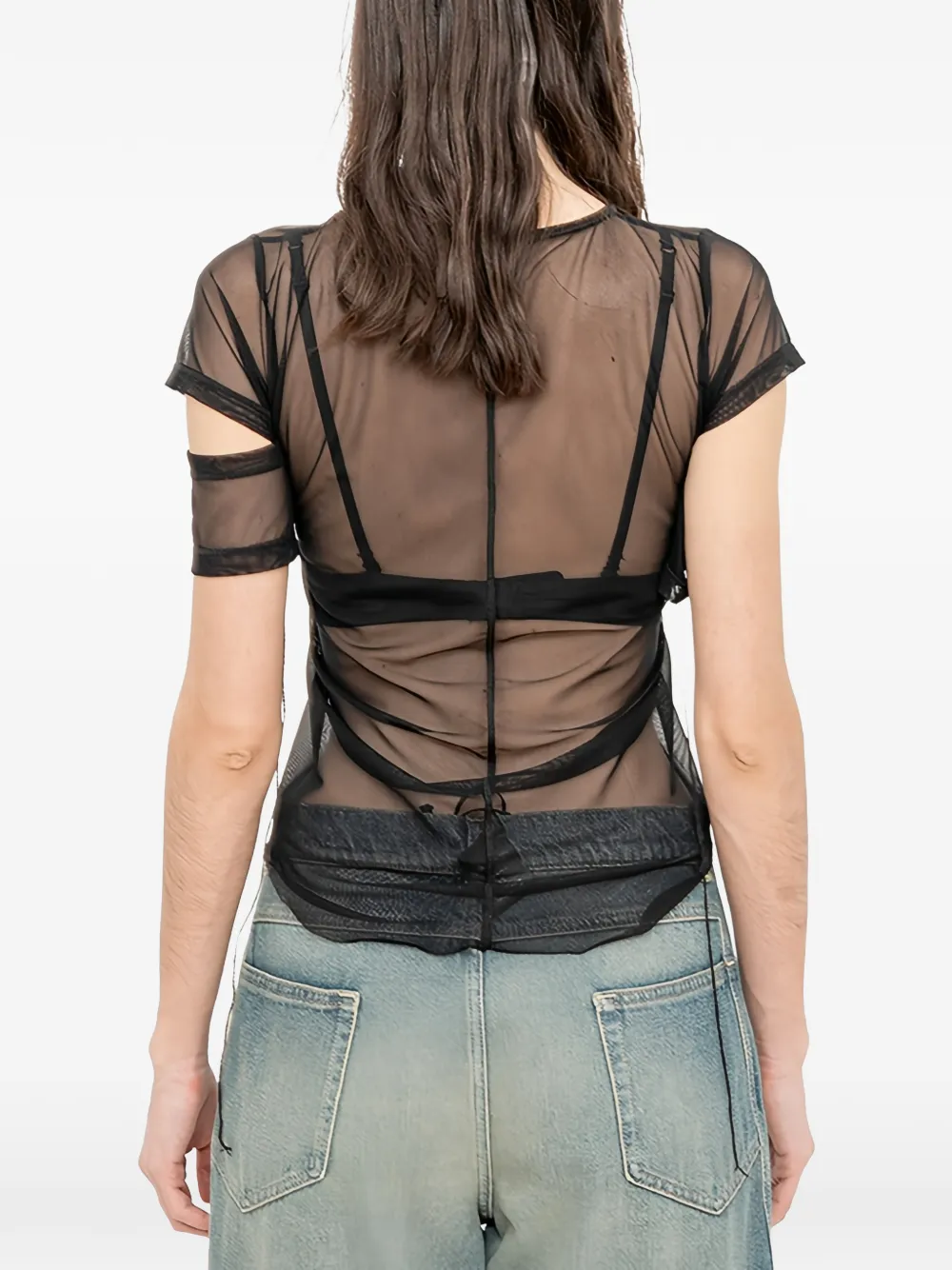 Andrea Ya'aqov Doorzichtig uitgesneden T-shirt Beige