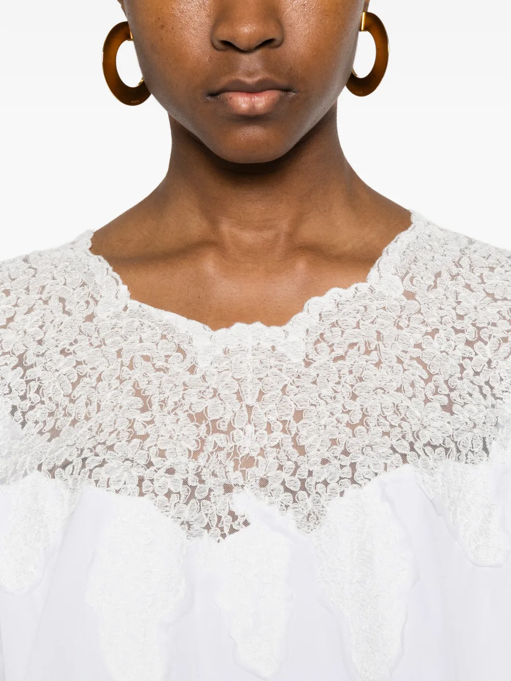 Ermanno Scervino Blouse met kanten detail Wit