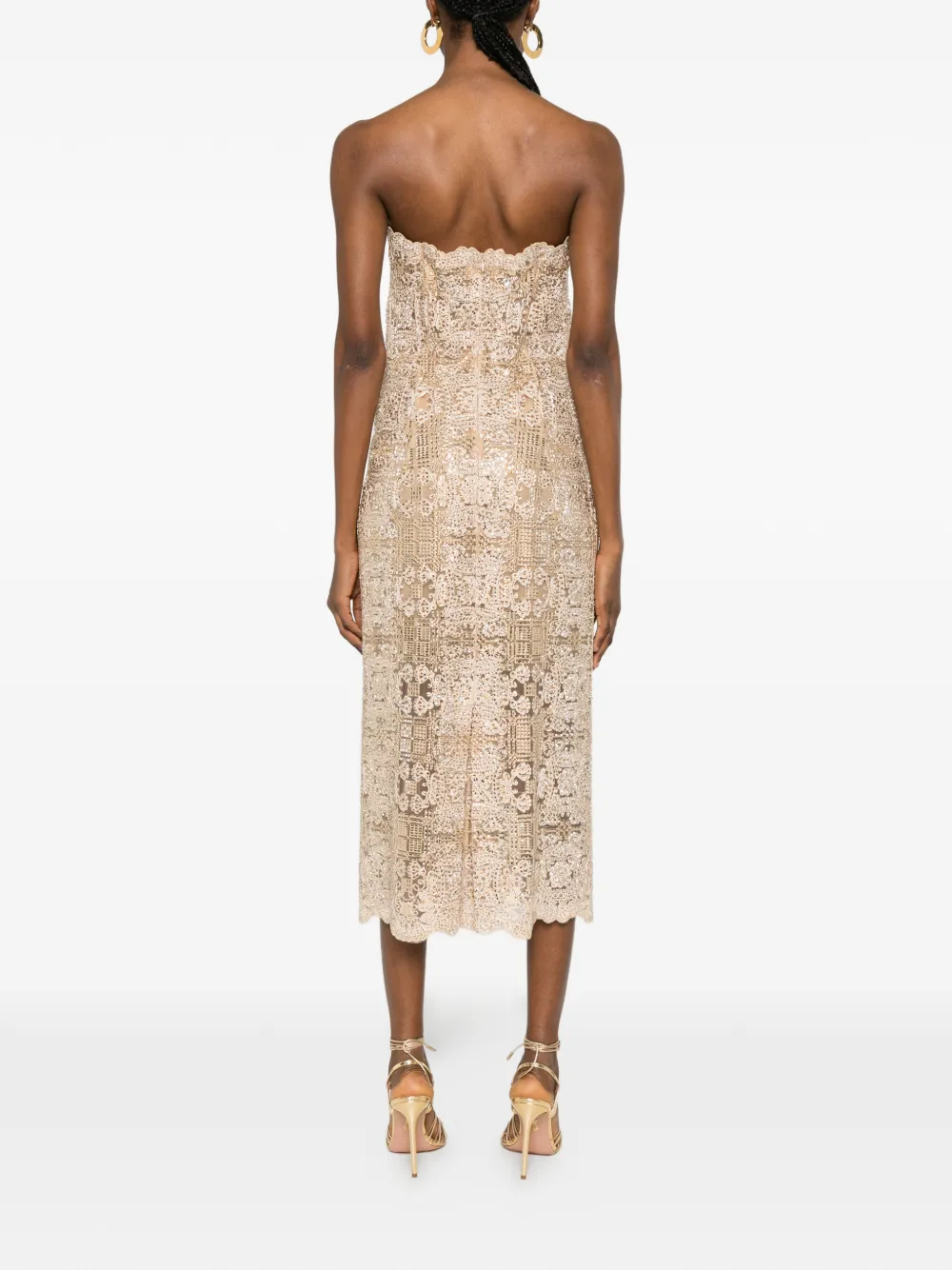 Ermanno Scervino Strapless midi-jurk Beige