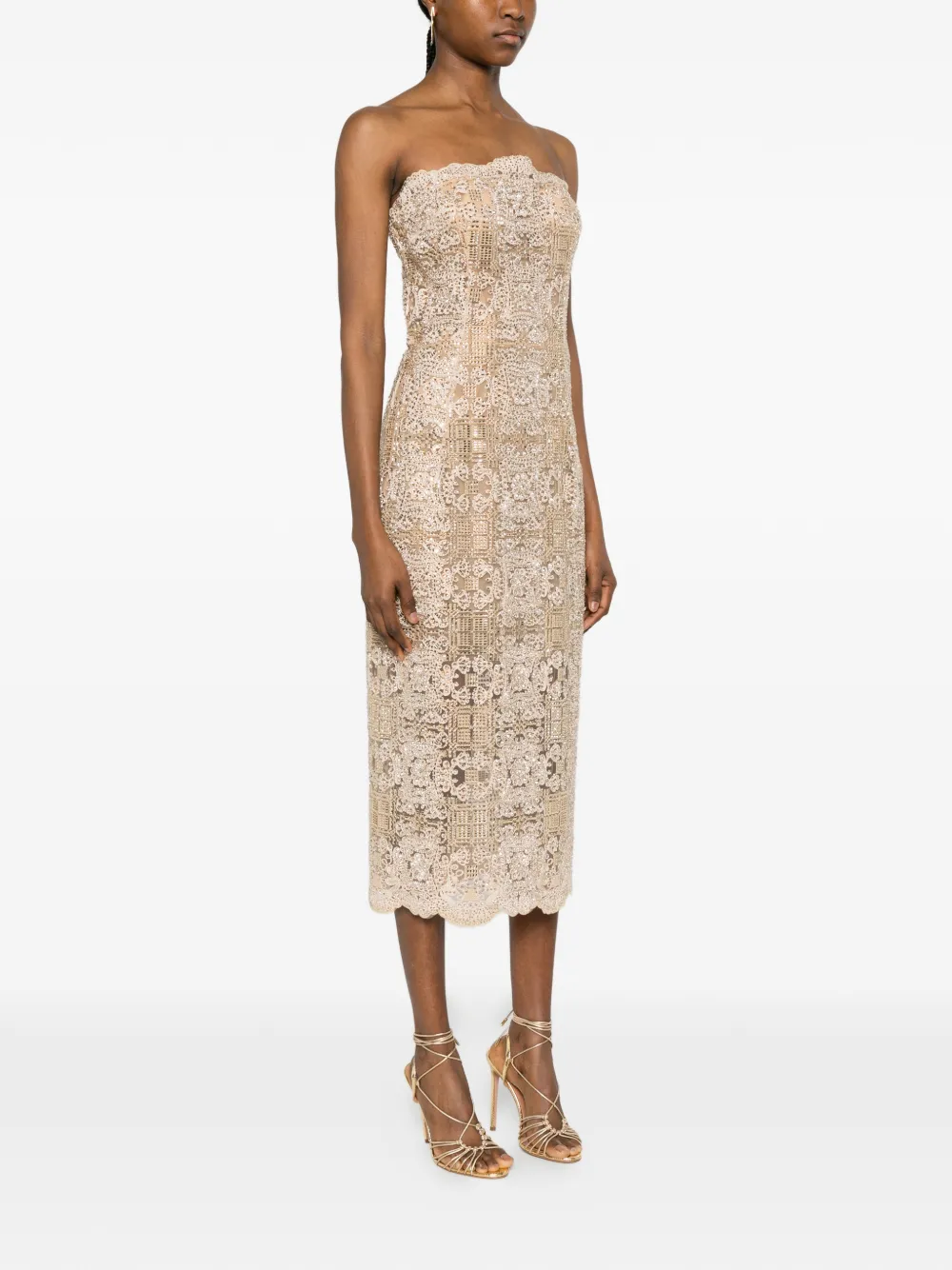 Ermanno Scervino Strapless midi-jurk Beige