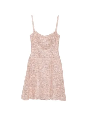 prada rhinestone embroidered mesh mini-dress Prada Rhinestone Embroidered Mini Dress - Crystal