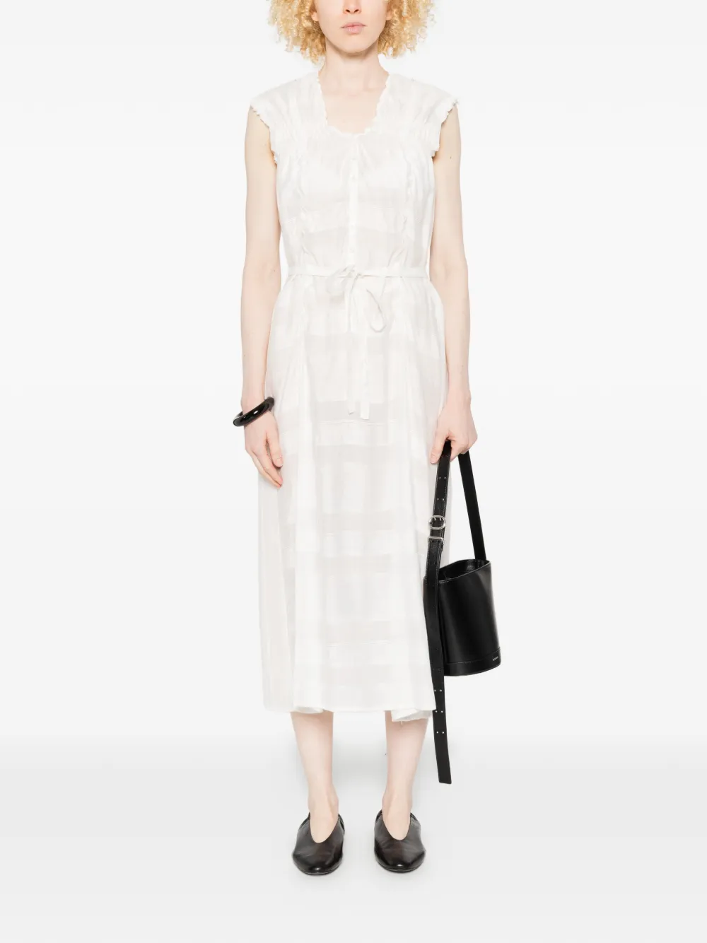 Low Classic Midi-jurk met gestrikte taille Wit