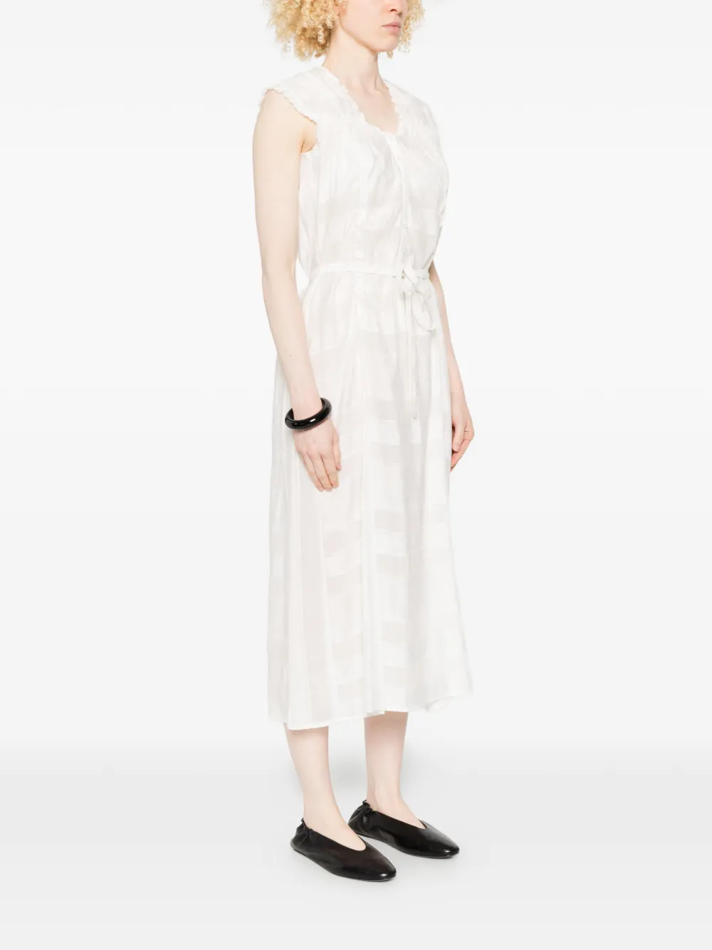 Low Classic Midi-jurk met gestrikte taille Wit